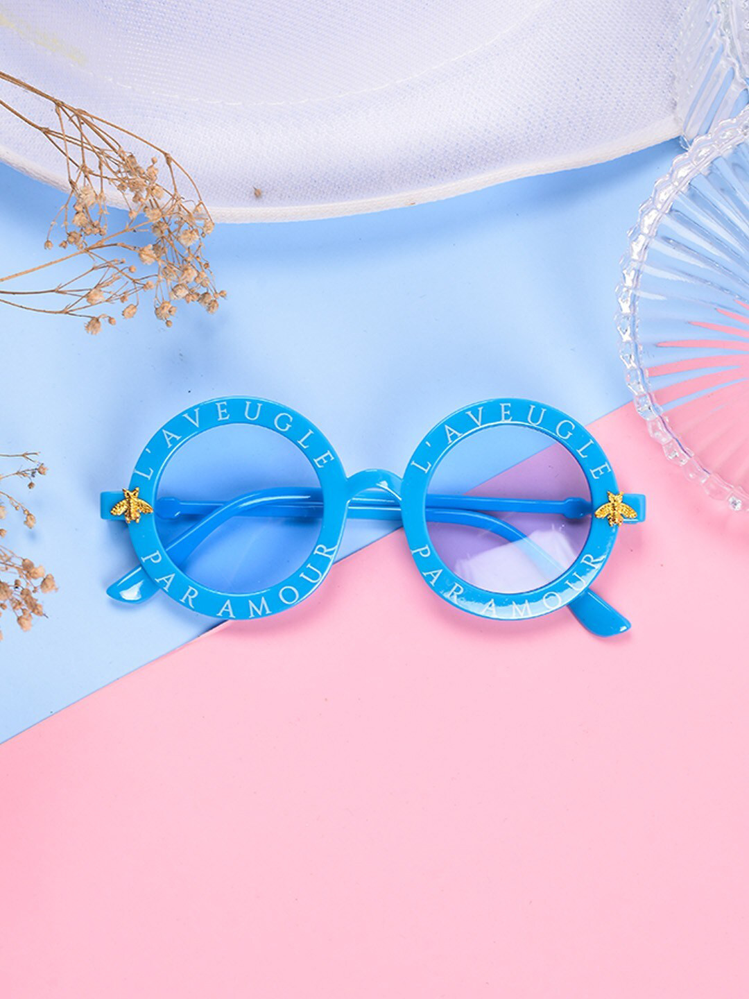 

POPLINS Kids Blue Lens & Blue Round Sunglasses with UV Protected Lens GG-1046-G