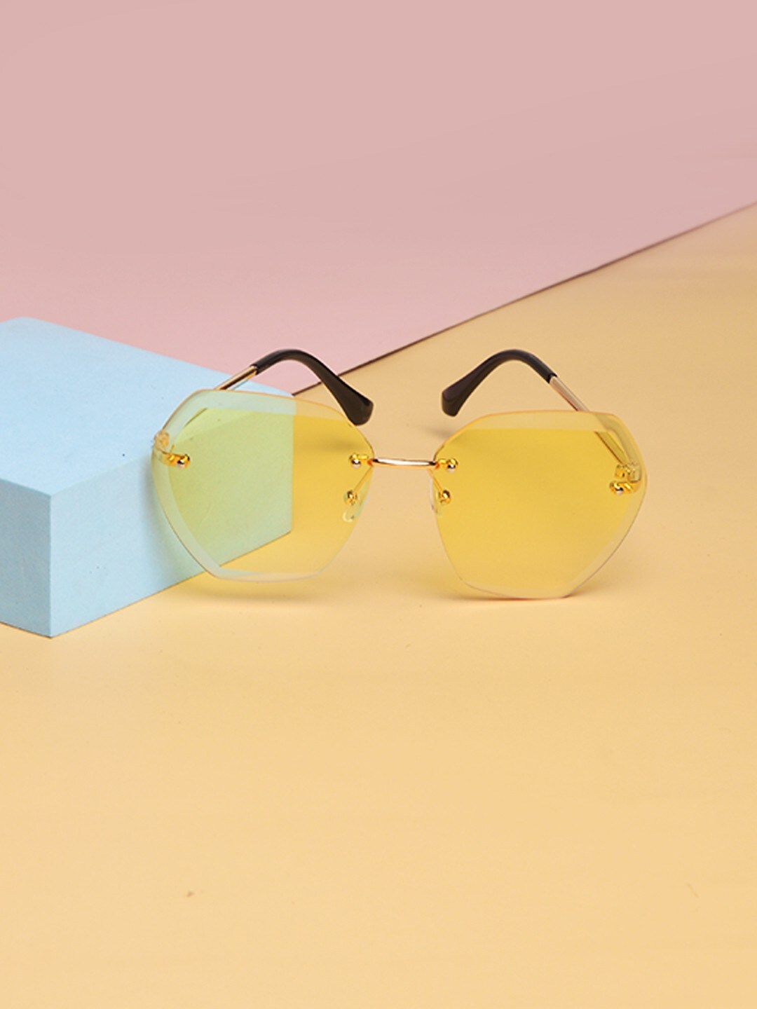 

POPLINS Unisex Kids Yellow Lens & Gold-Toned Other Sunglasses with UV Protected Lens