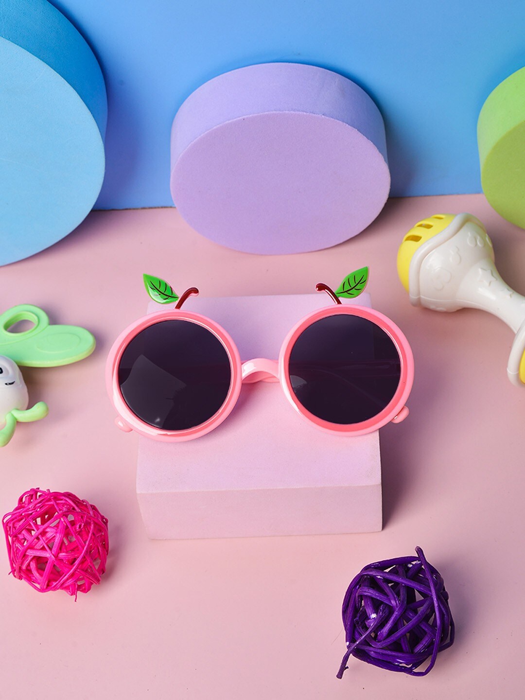 

POPLINS Kids Black Lens & Pink Round Sunglasses with UV Protected Lens GG-1041-B
