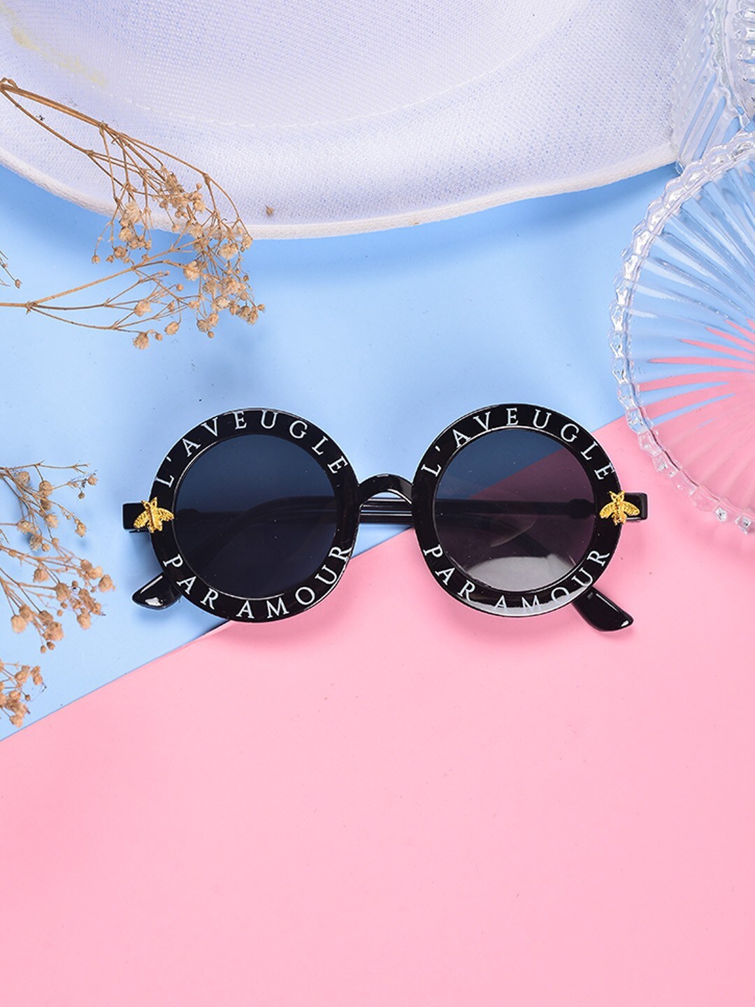 

POPLINS Kids Black UV Protected Round Sunglasses GG-1046-A