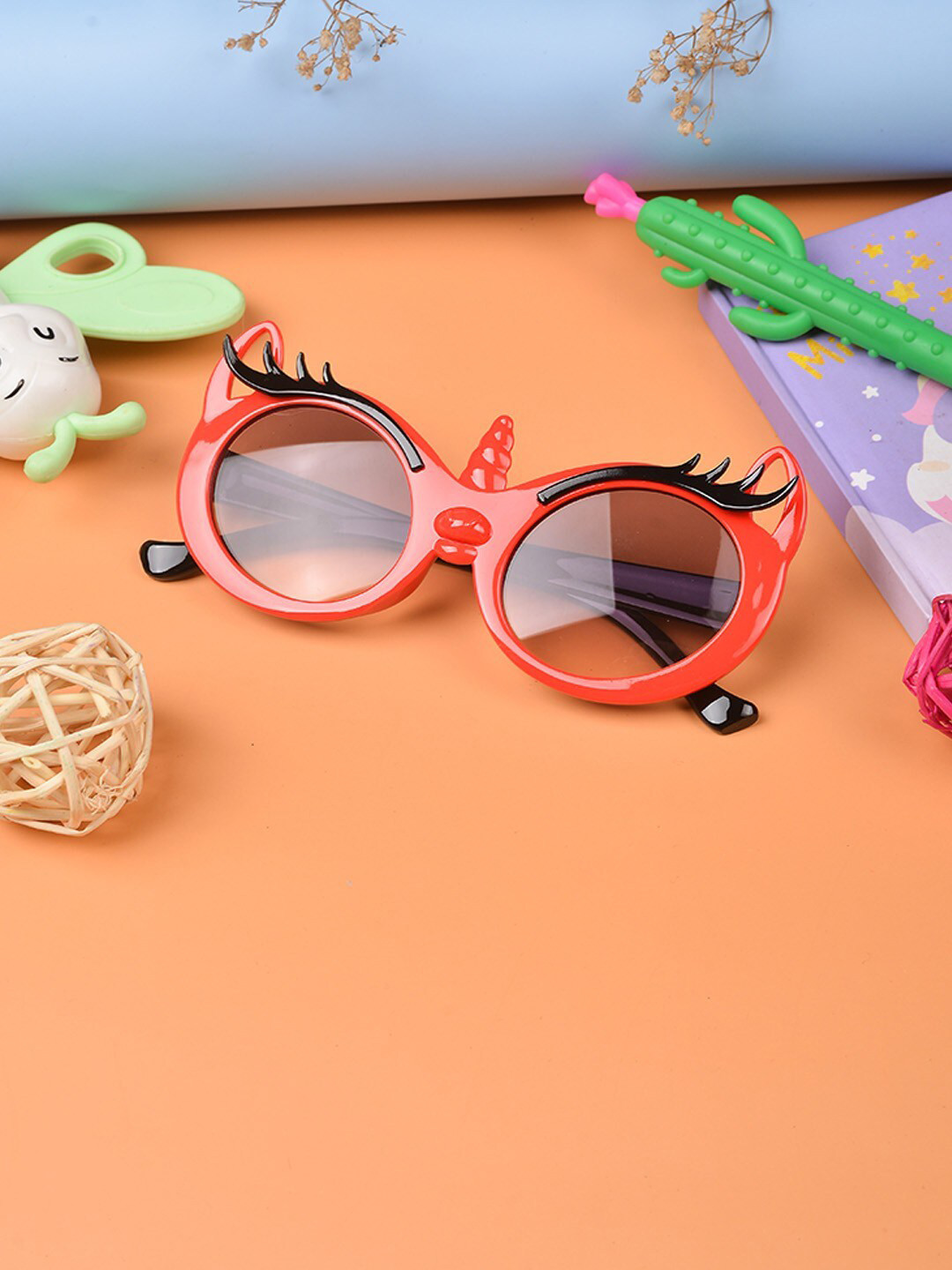 

POPLINS Kids Purple Lens & Red Round Sunglasses with UV Protected Lens
