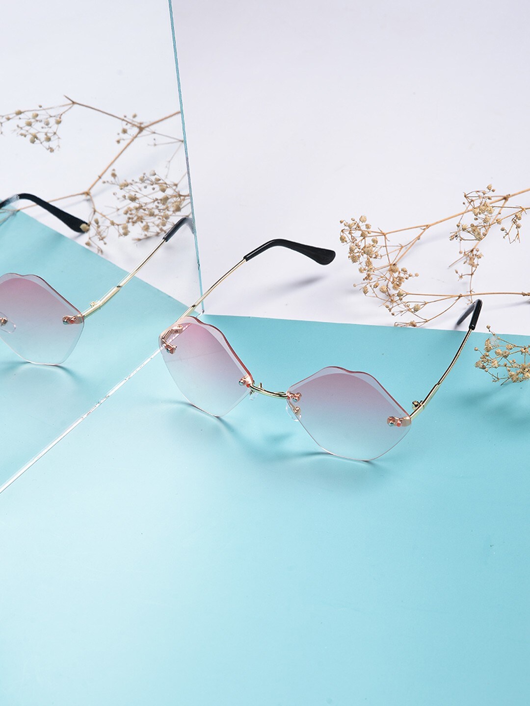 

POPLINS Unisex Kids Pink Lens & Rose Gold-Toned UV Protected Lens Other Sunglasses