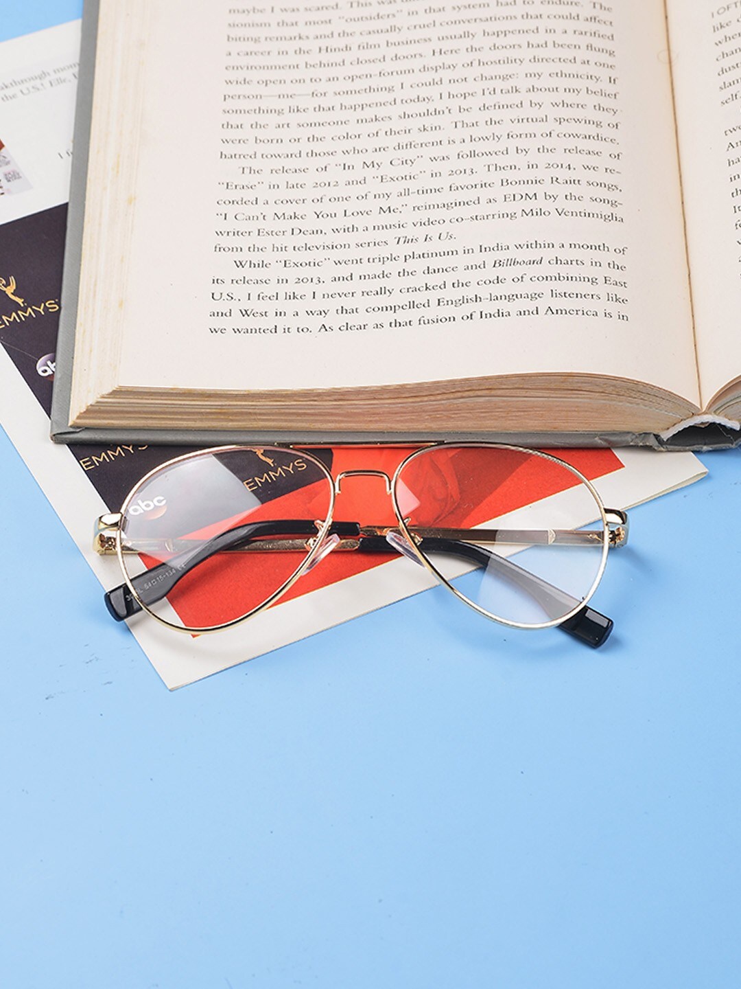 

POPLINS Kids Clear Lens & Rose Gold-Toned Aviator Sunglasses GG-1042-B, Transparent