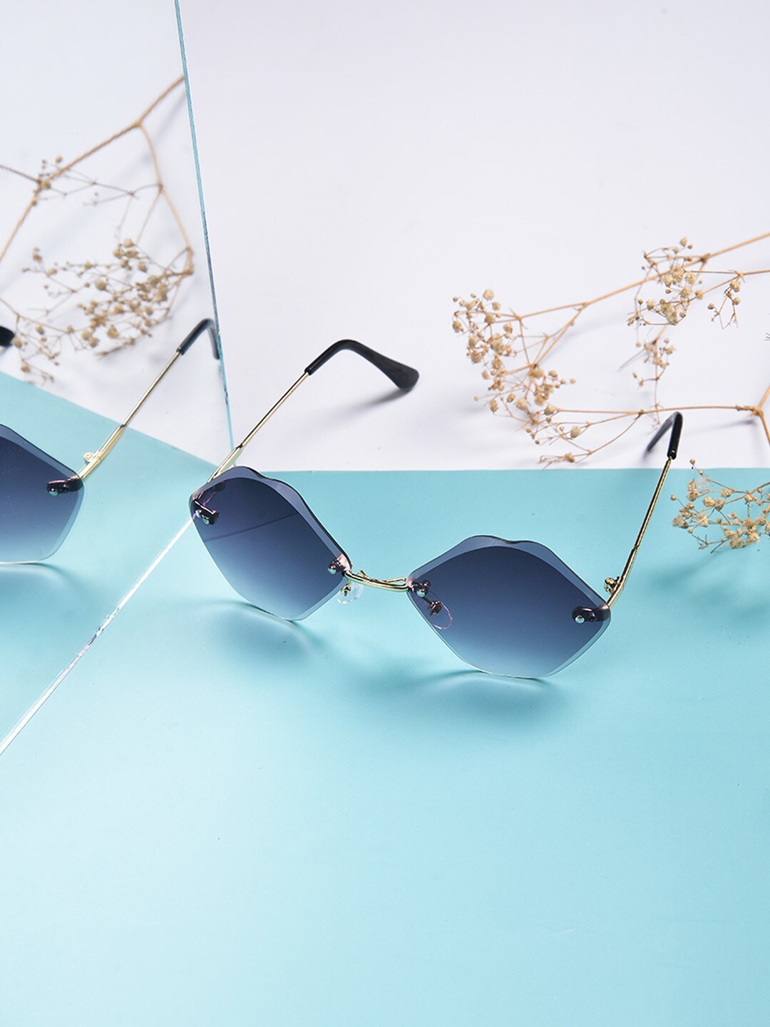 

POPLINS Kids Blue Lens & Gold-Toned UV Protected Sunglasses GG-1043-E-Blue