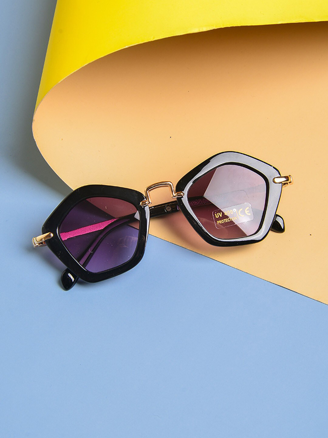

POPLINS Unisex Kids Black Lens & Gold-Toned Other Sunglasses With UV Protected Lens