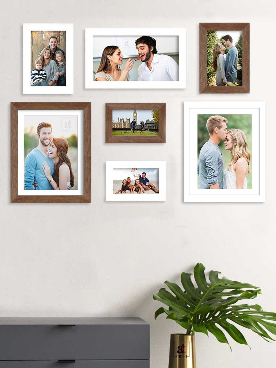 

Art Street Set of 7 White & Brown Photo Frames