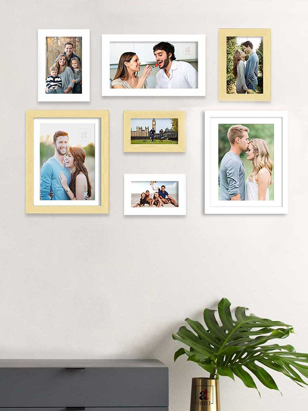 

Art Street Set Of 7 Wooden Wall Photo Frames, White
