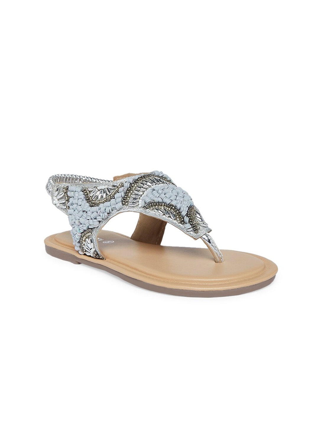 

Pantaloons Junior Girls Grey Embellished Leather Ethnic T-Strap Flats