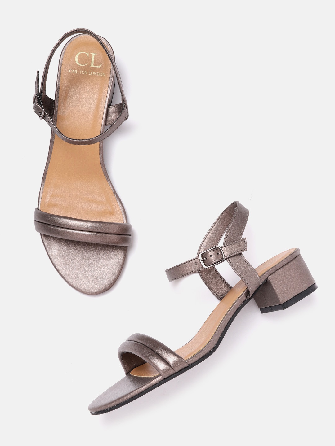 

Carlton London Women Gunmetal-Toned Quilted Block Heels, Metallic