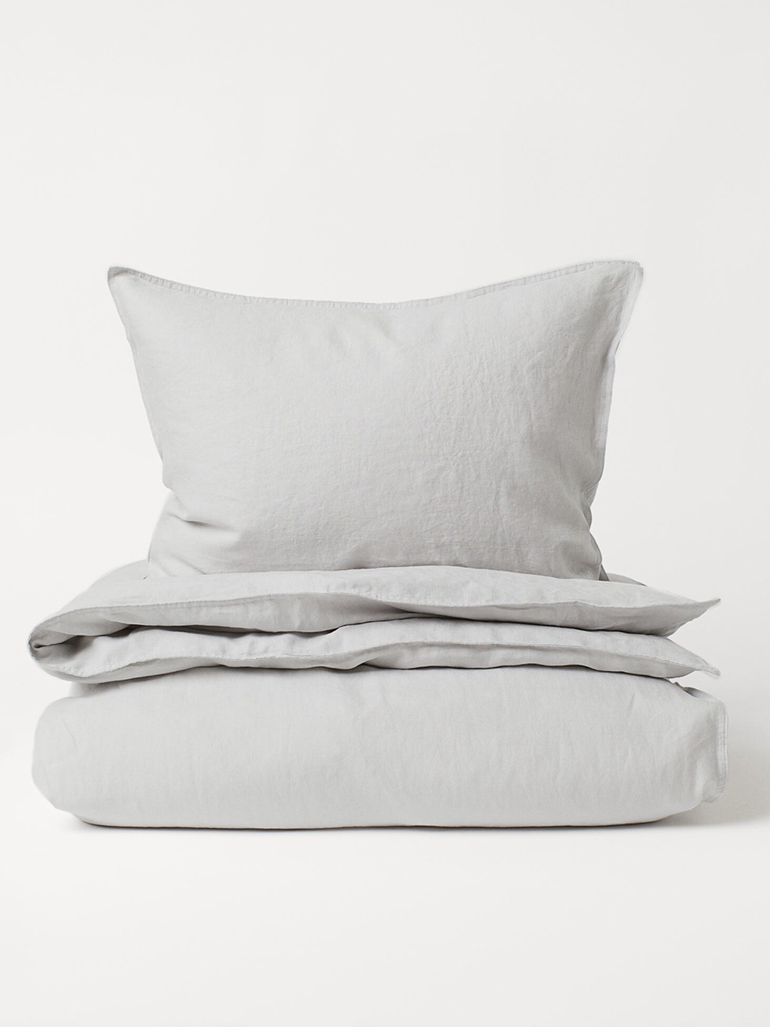 

H&M Grey Solid Linen Single Duvet Cover Set