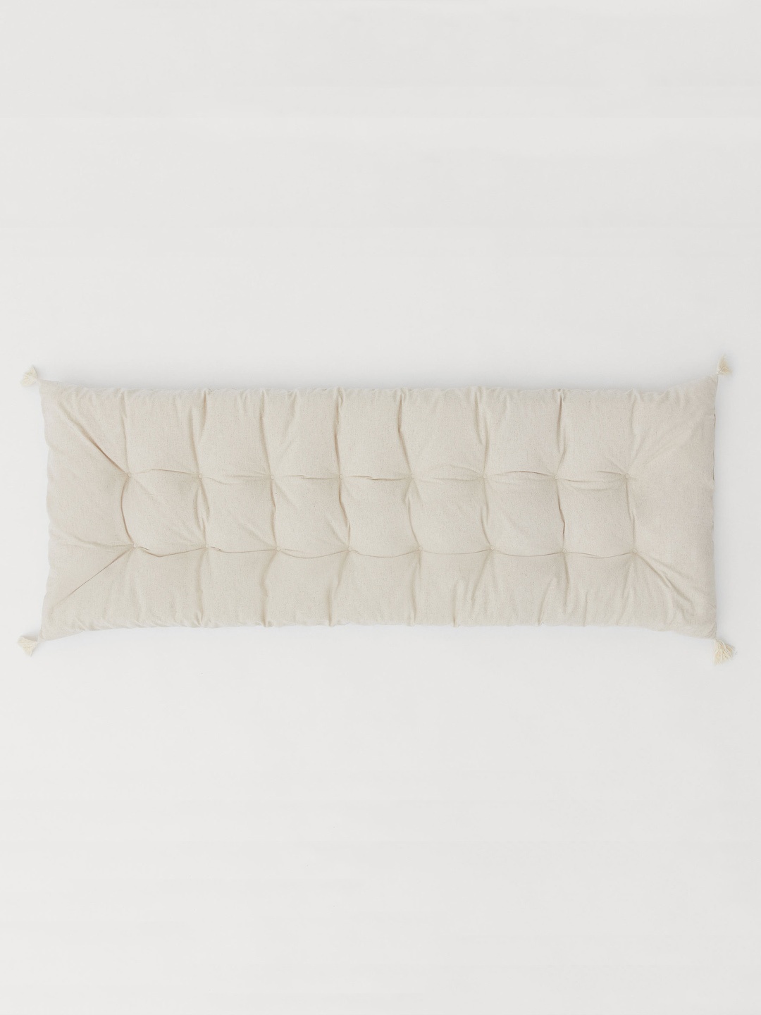 

H&M Beige Rectangular tasselled cushion