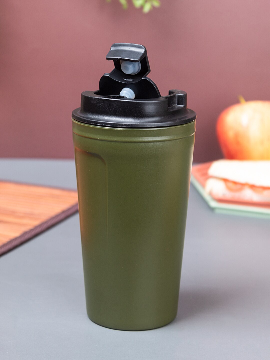 MARKET99 Olive Green Printed Plastic Travel Mug