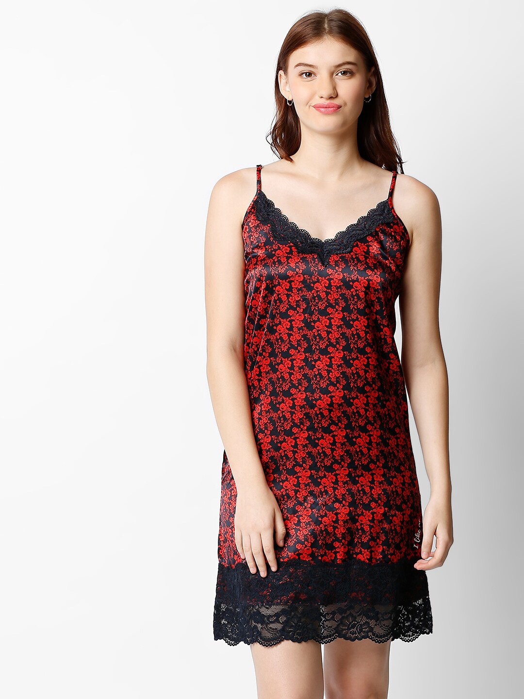 

I like me Woman Maroon Printed Nightdress