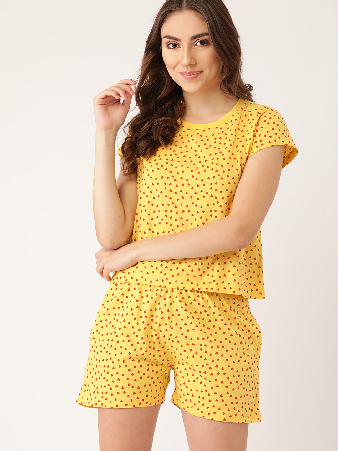 

DressBerry Women Yellow & Red Printed Night suit
