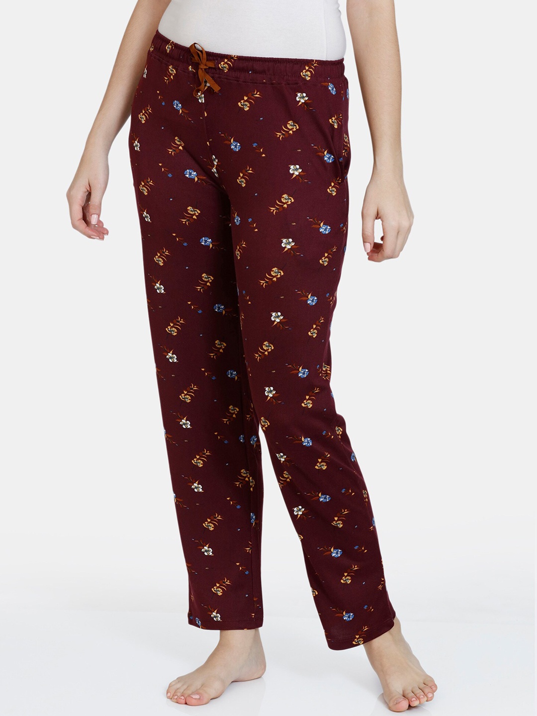 

Zivame Women Maroon Floral Printed Lounge Pants