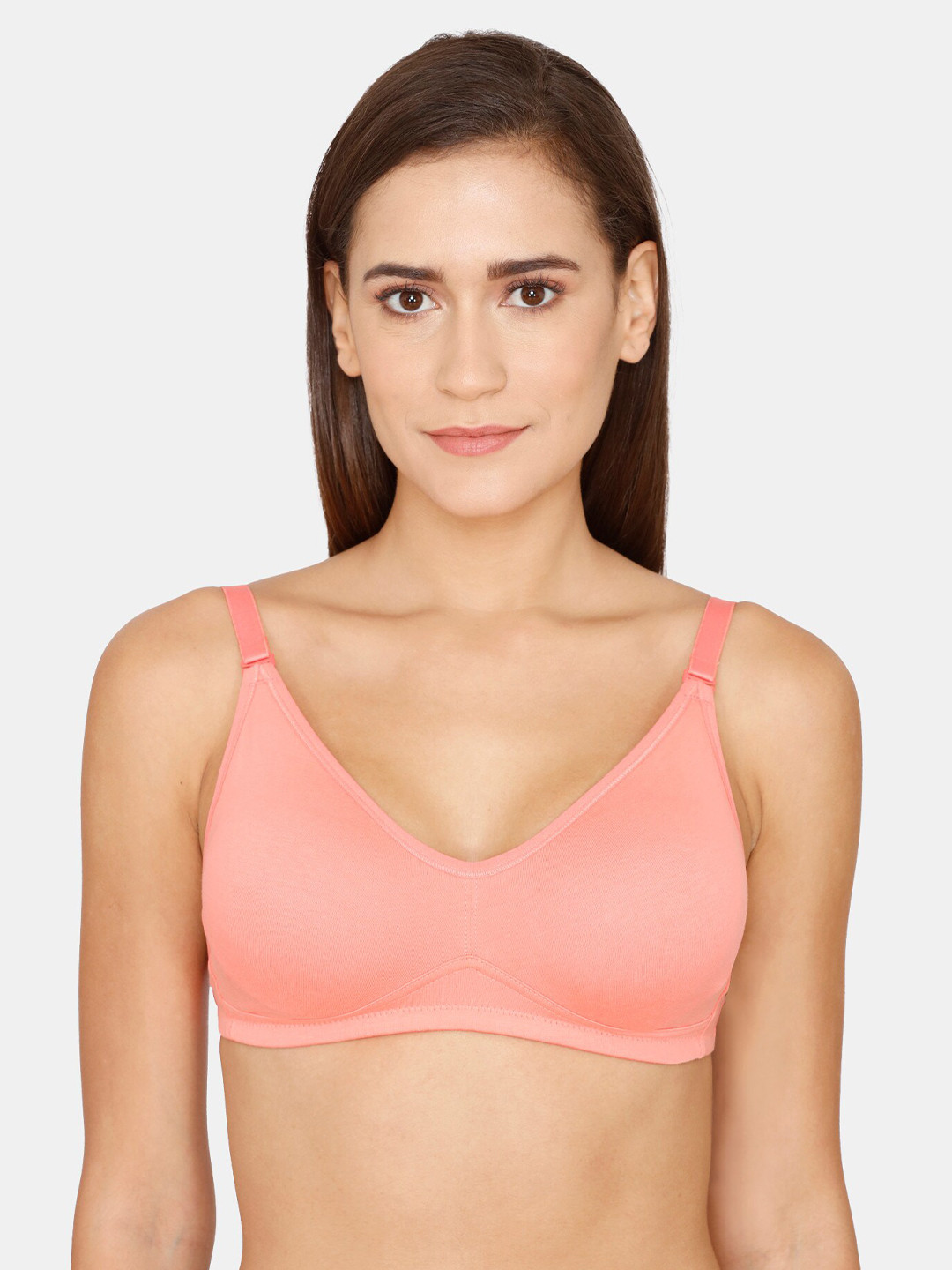

Zivame Peach-Coloured Cotton Bra Non-Padded