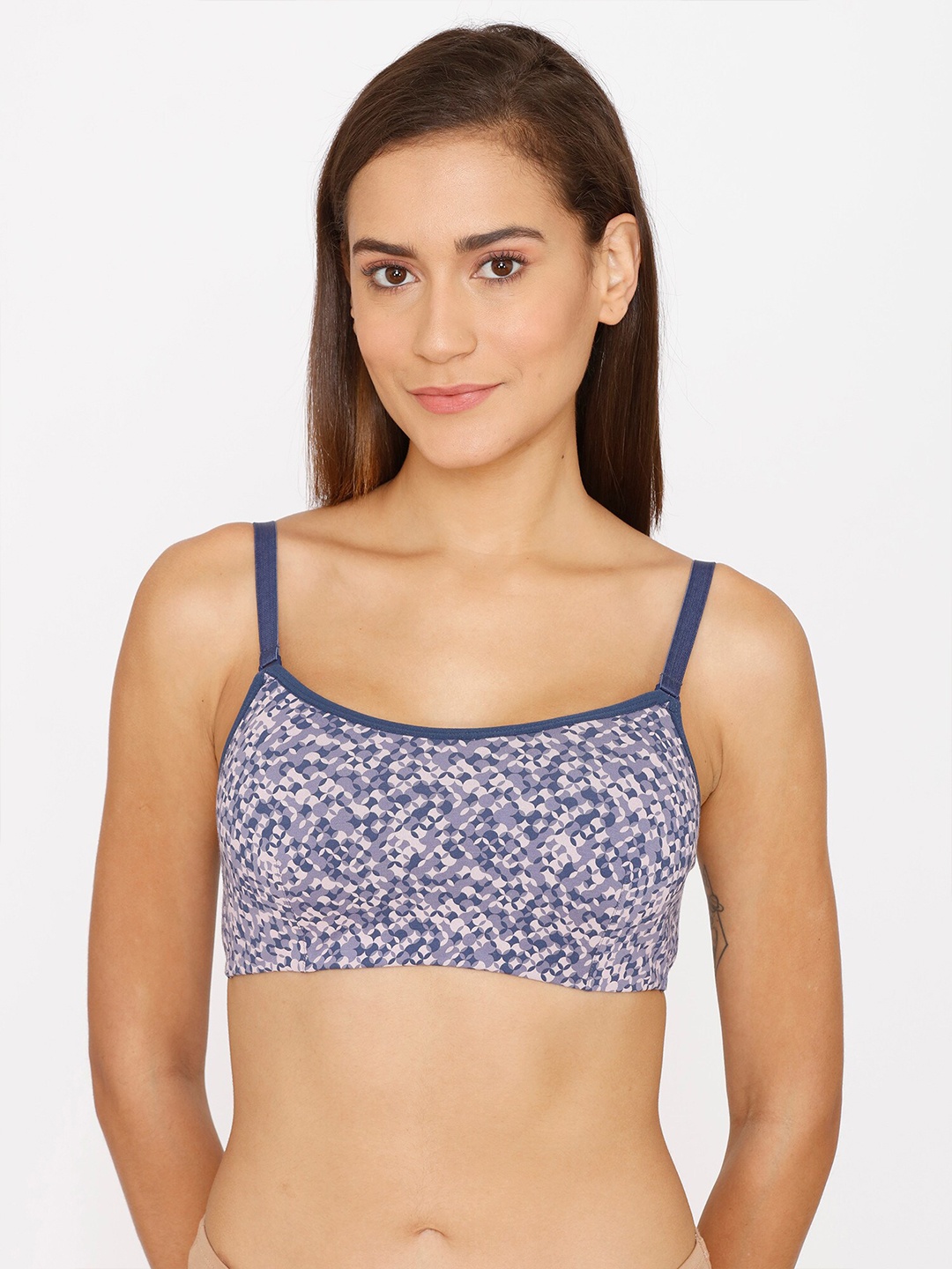 

Zivame Purple & White Abstract Printed Bra Lightly Padded