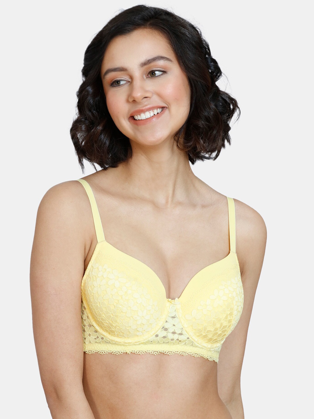 

Zivame Women Yellow Lace Detail Bra