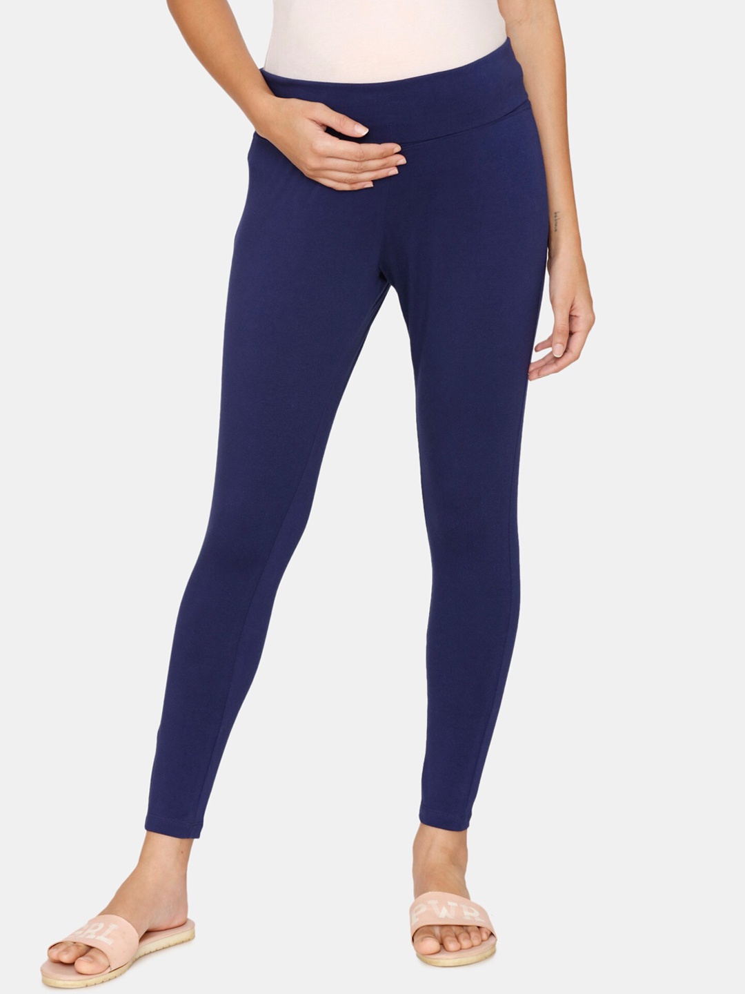 

Zivame Blue Lounge Knit Cotton Leggings - Medieval Blue