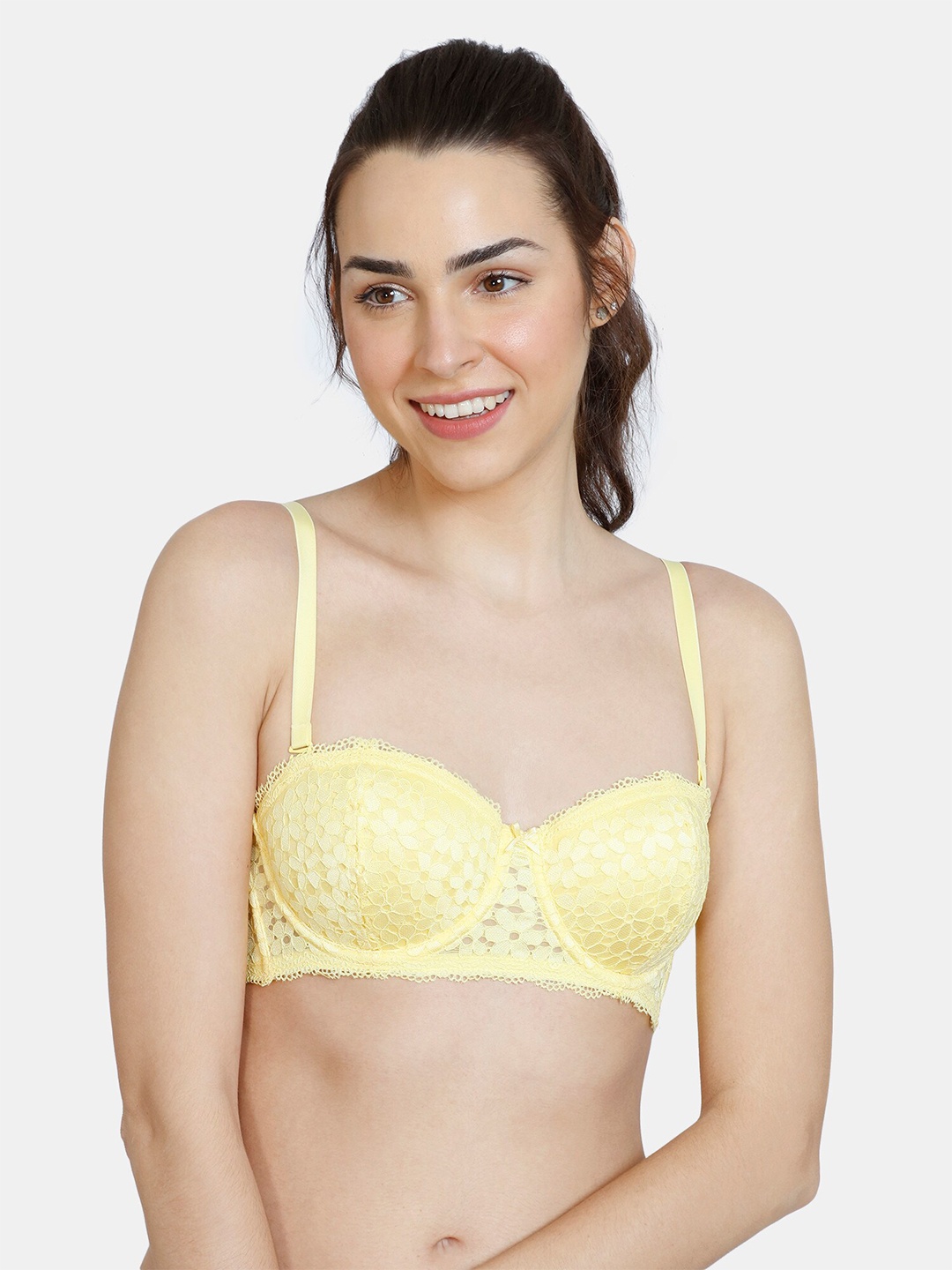 

Zivame Yellow Floral Bra Underwired Lightly Padded