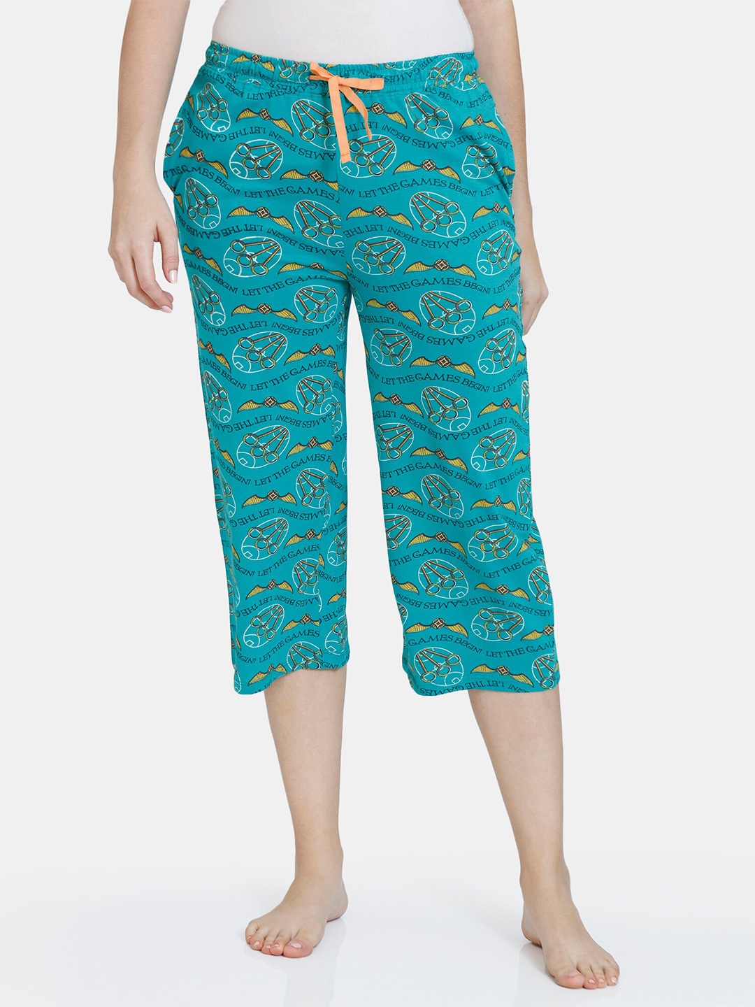 

Zivame Women Green Printed Cotton Lounge Capris