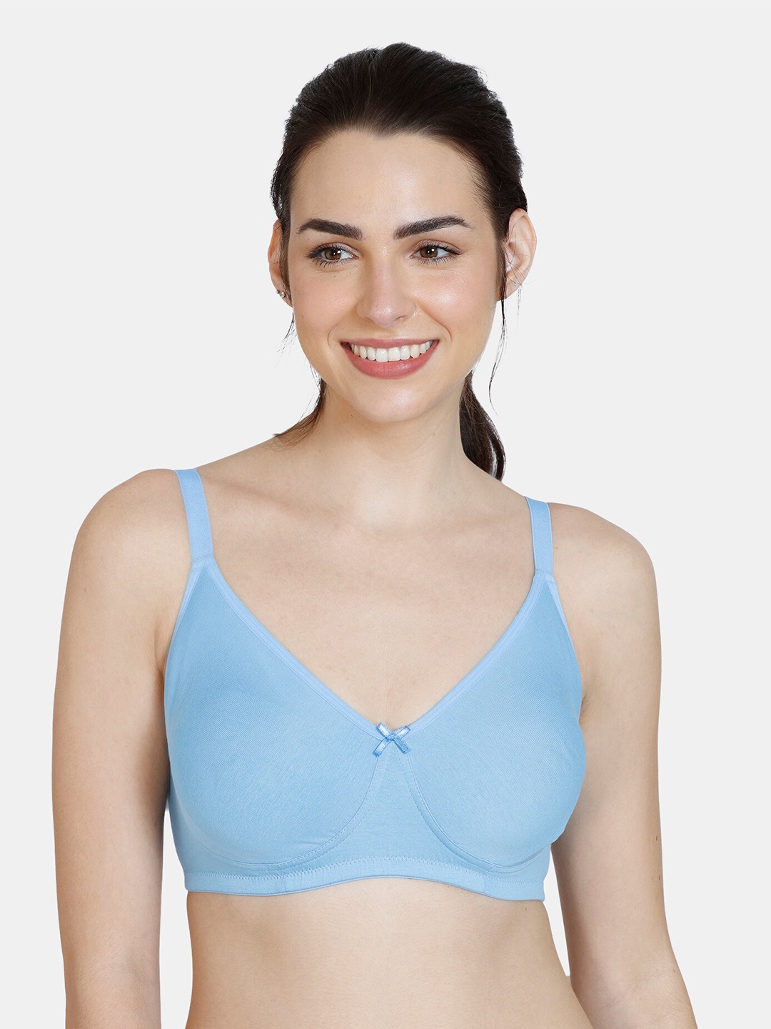 

Zivame Blue Solid Non Wired Full Coverage T-shirt Bra