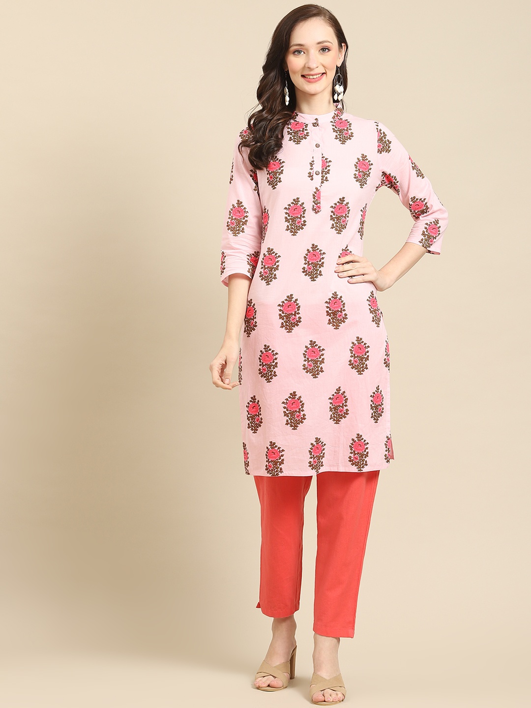 

Prakrti Women Pink Cotton Kurta