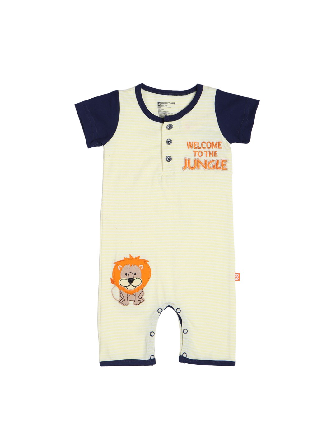

Bodycare Kids Infants Boys Yellow & Orange Striped Cotton Romper
