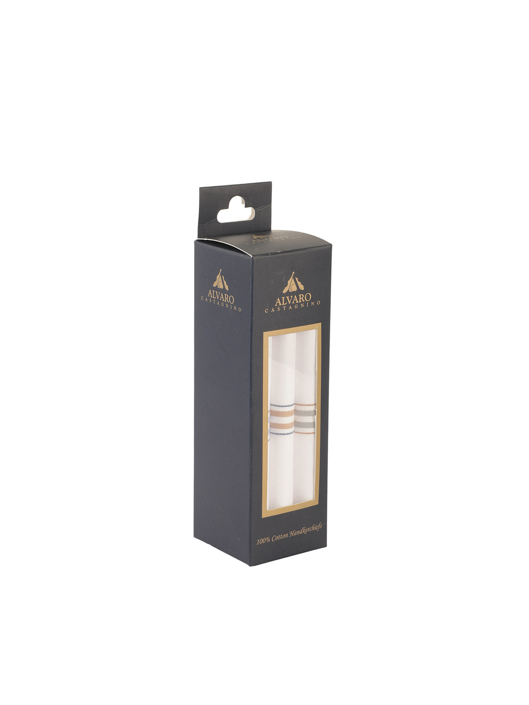 

Alvaro Castagnino Men Pack Of 3 White Striped Pure Cotton Handkerchief Gift Set