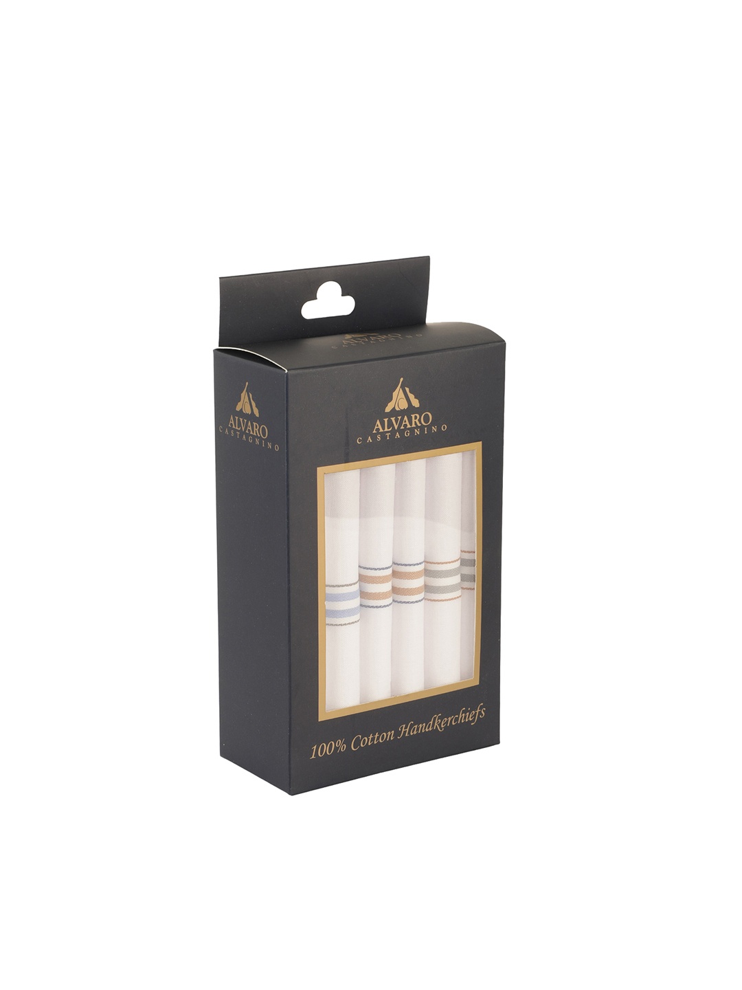 

Alvaro Castagnino Men Pack Of 6 White Striped Cotton Handkerchiefs Gift Set