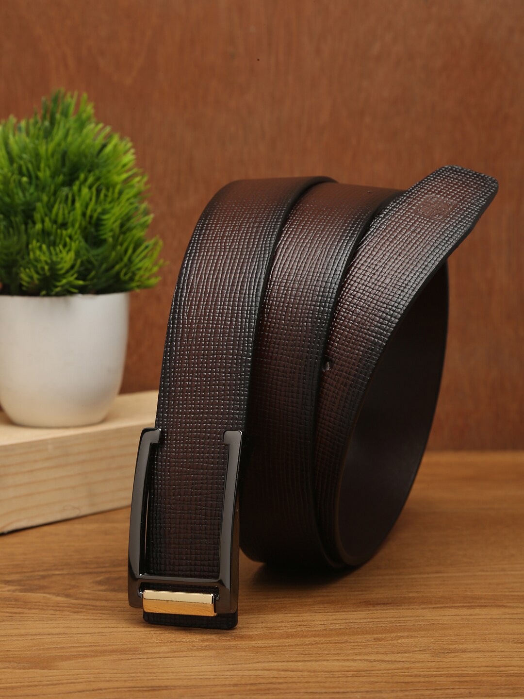 

Carlton London Men Brown Solid Belt