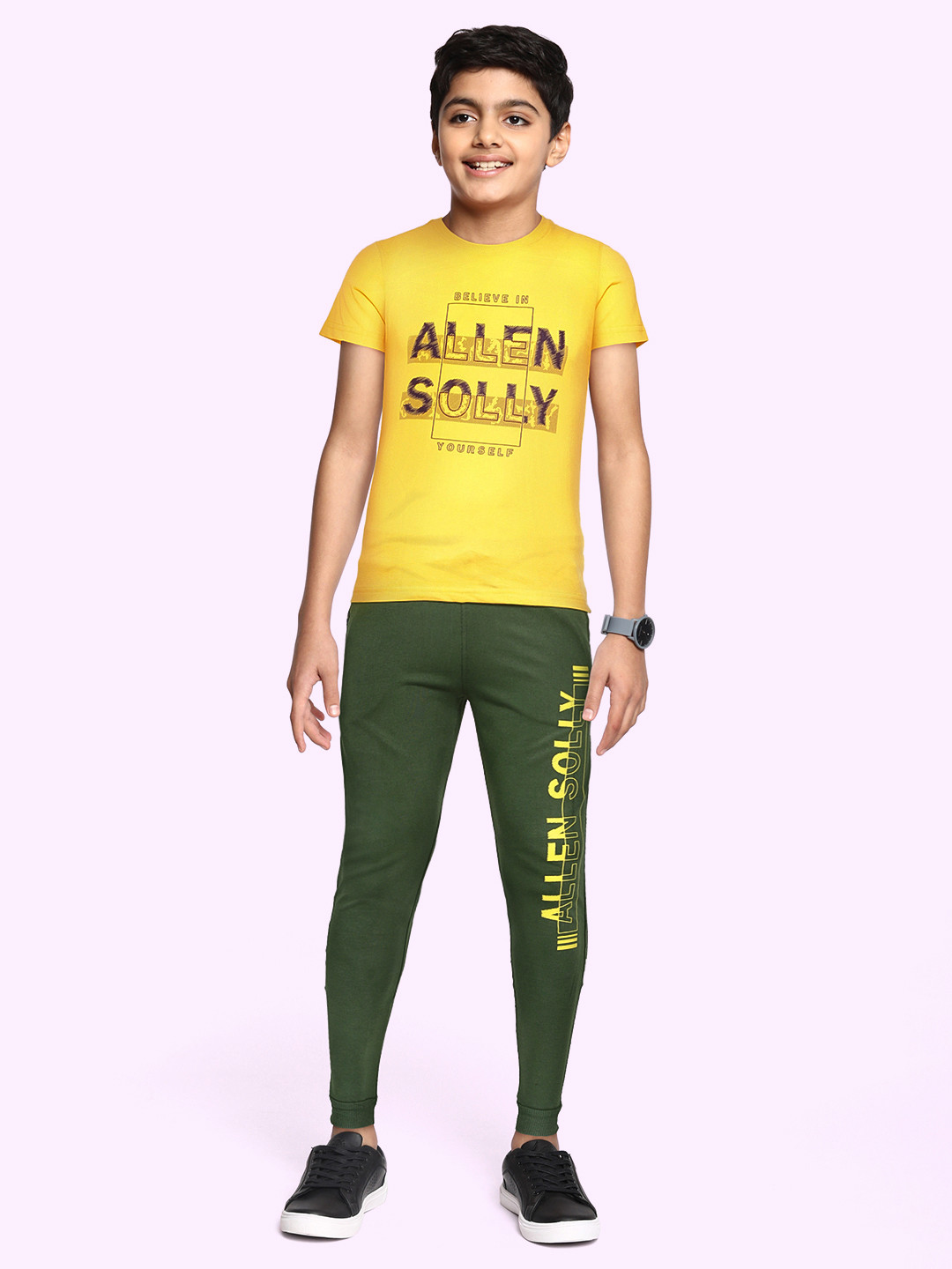 

Allen Solly Junior Boys Yellow & Green Printed T-shirt with Pyjamas