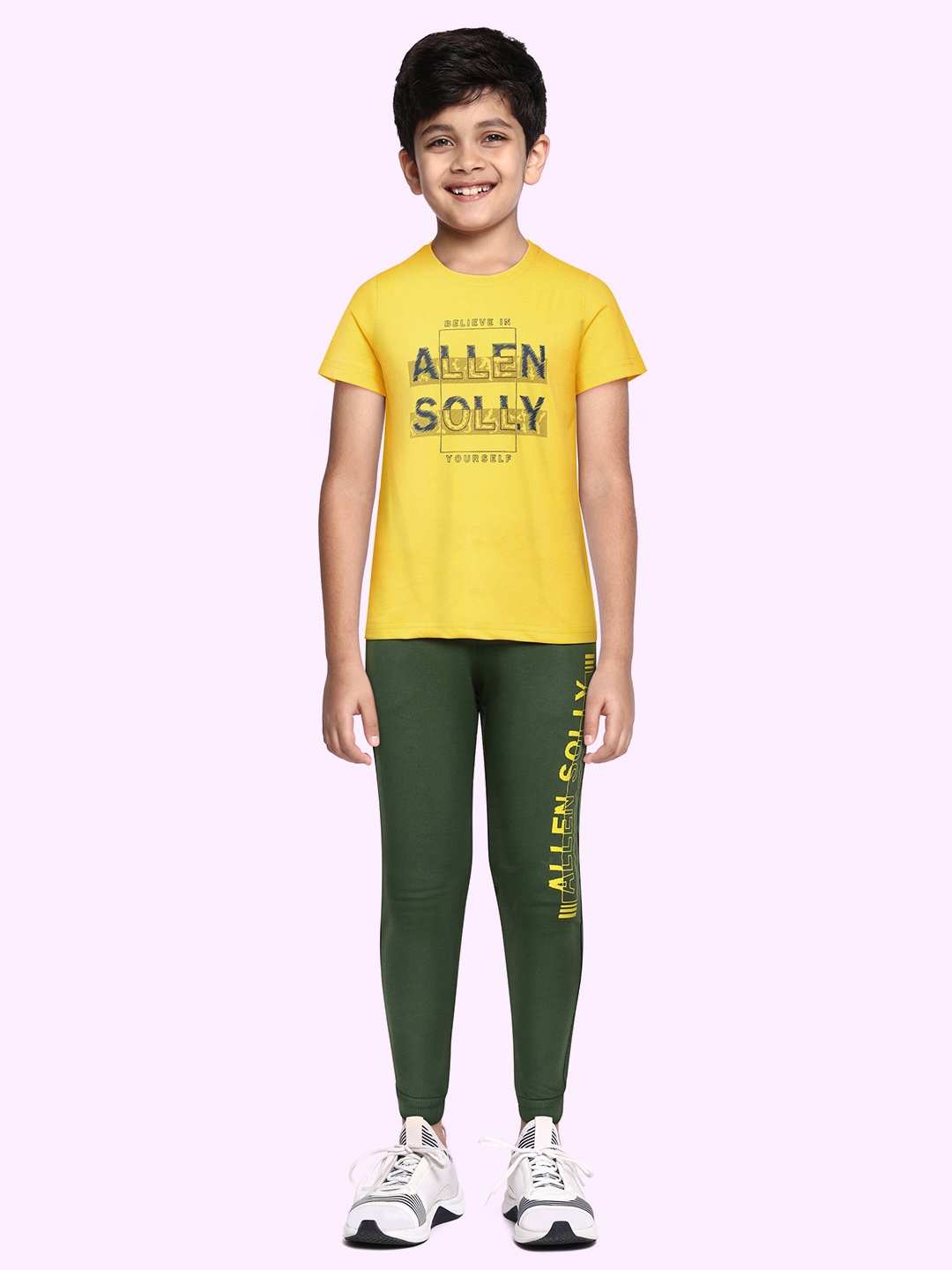 

Allen Solly Junior Boys Yellow & Olive Green Printed T-shirt with Pyjamas