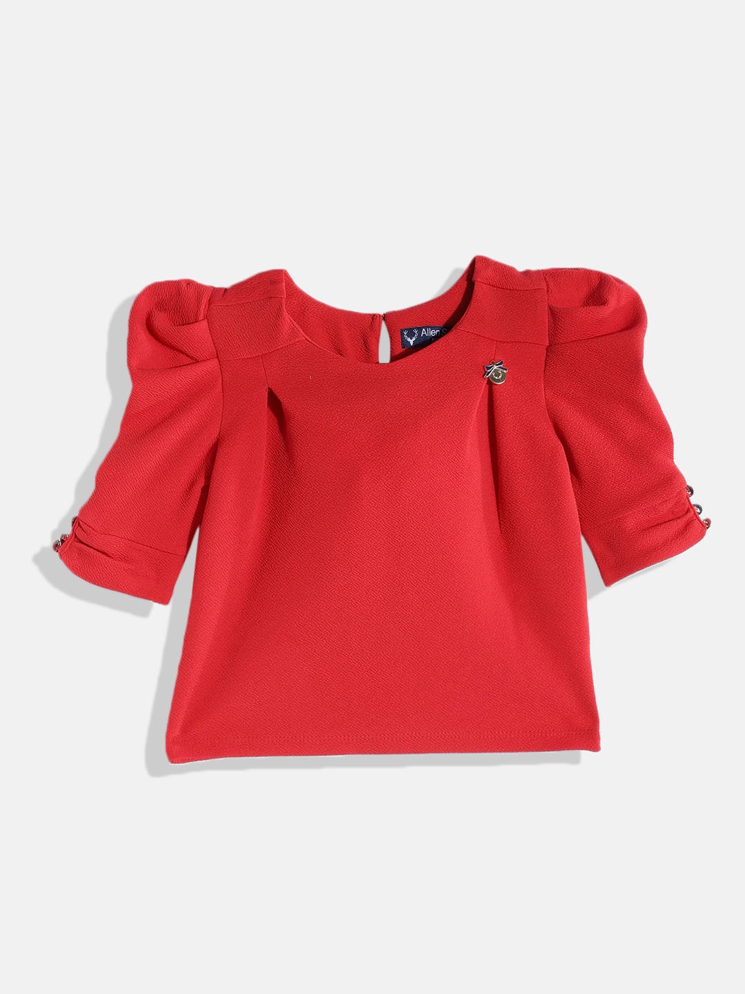 

Allen Solly Junior Girls Red Solid Pleated Detail Top