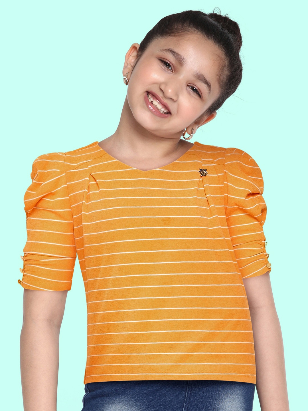 

Allen Solly Junior Girls Yellow Striped Top