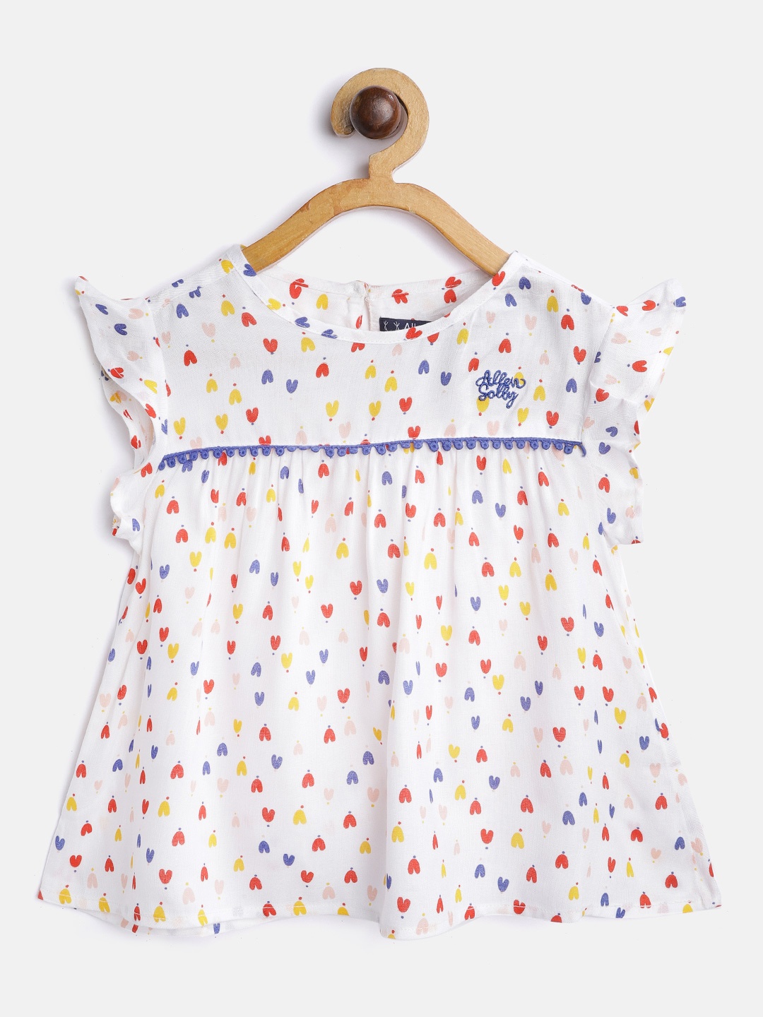 

Allen Solly Junior Girls White & Blue Heart Print Top