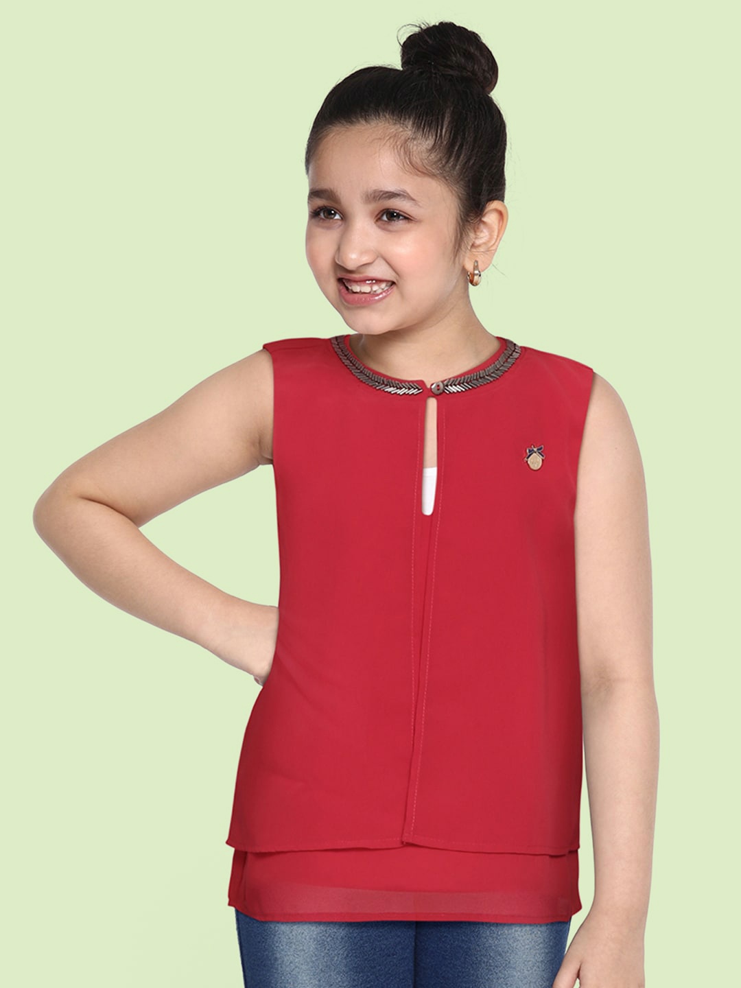 

Allen Solly Junior Girls Red Solid A-Line Top