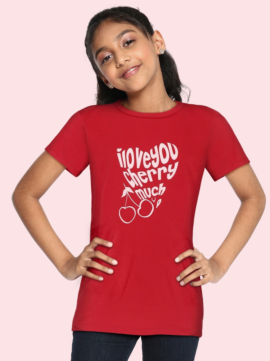 

Allen Solly Junior Girls Maroon & Off White Typography Printed T-shirt