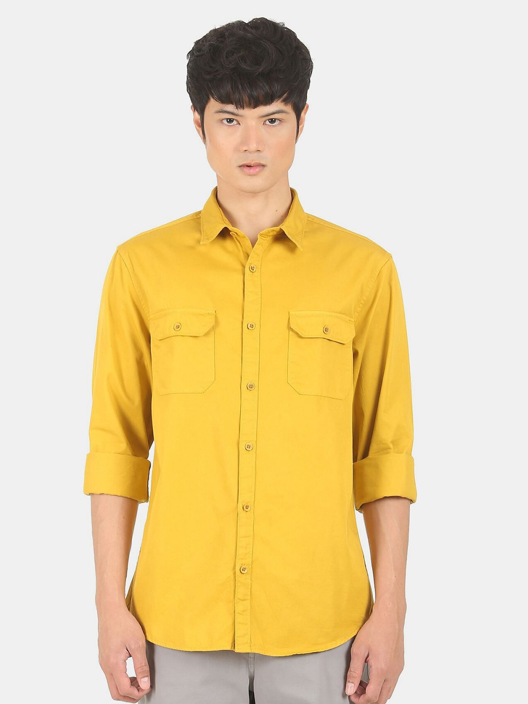 

Ruggers Men Yellow Solid Casual Shirt