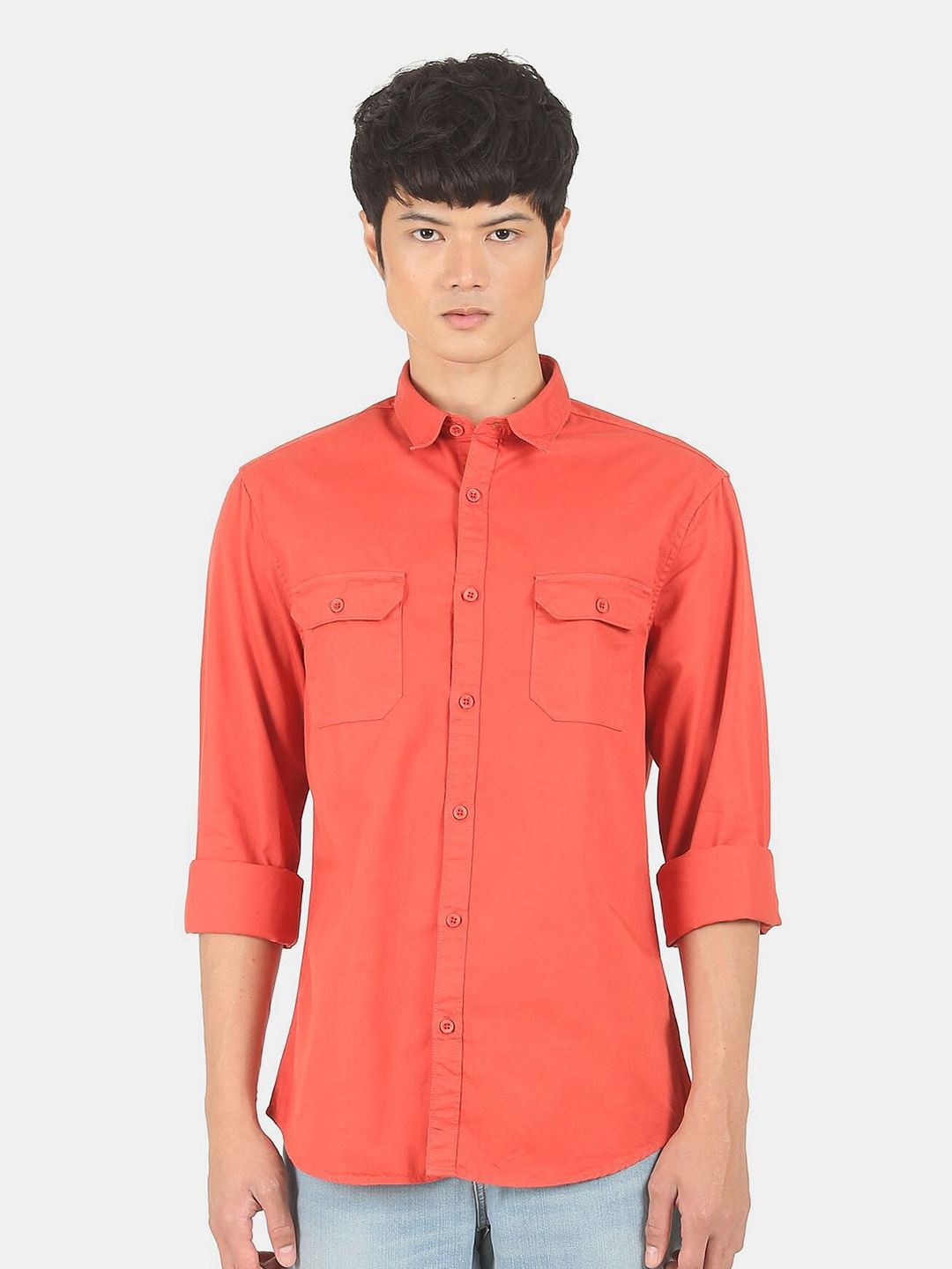 

Ruggers Men Orange Pure Cotton Casual Shirt