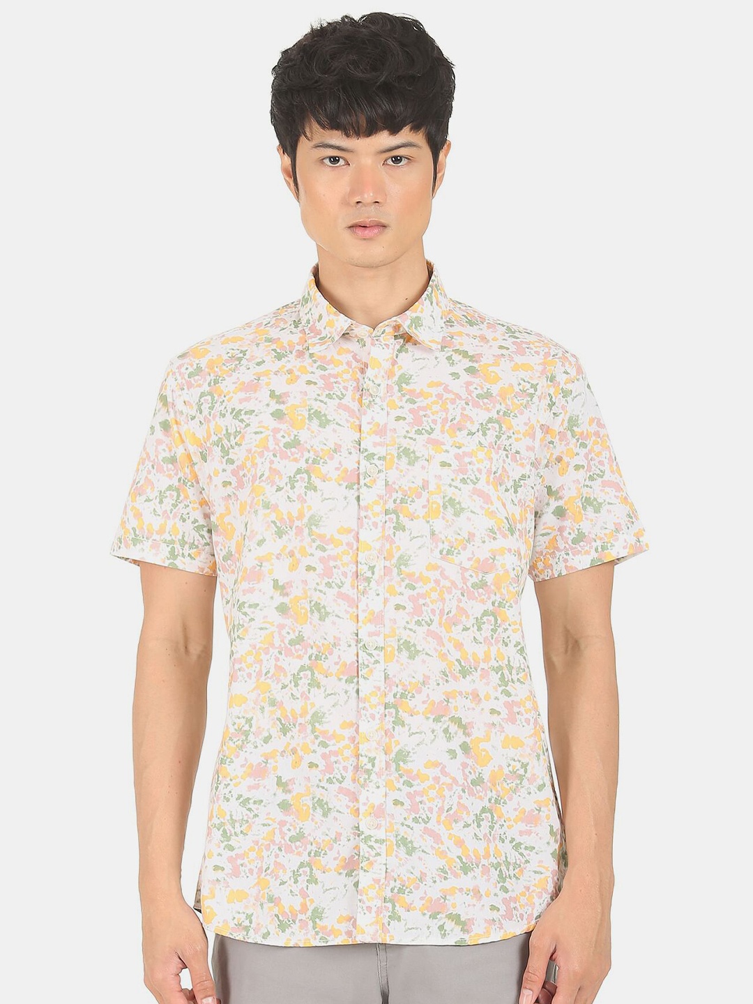 

Ruggers Men White Floral Printed Casual Shirt