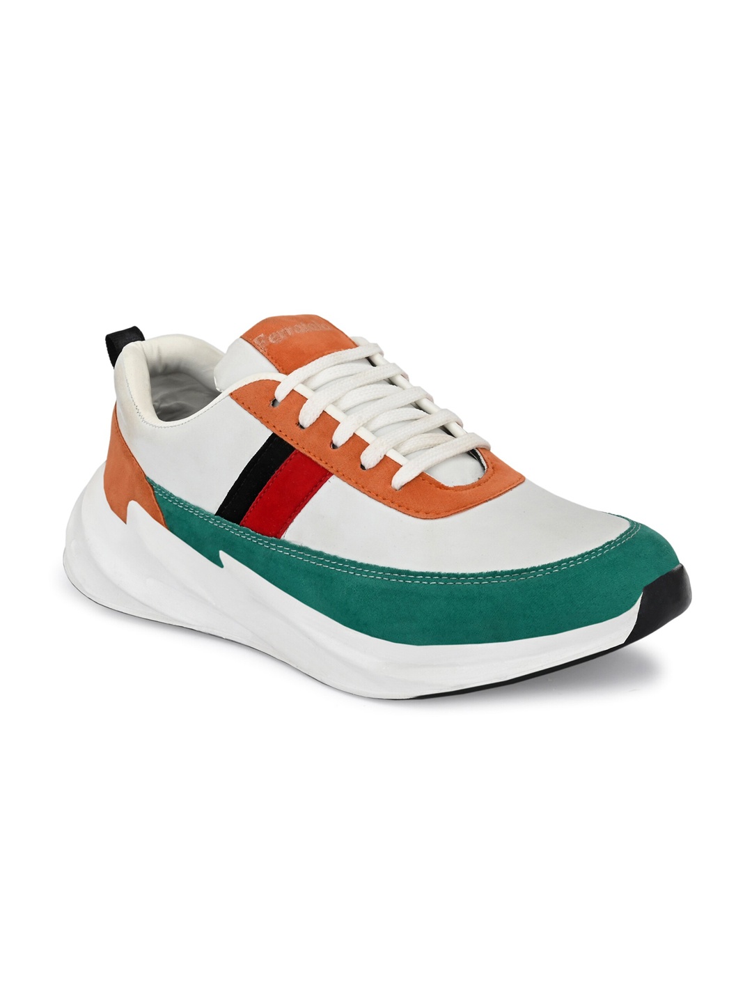 

Ferraiolo Men White Colourblocked Nubuck Sneakers