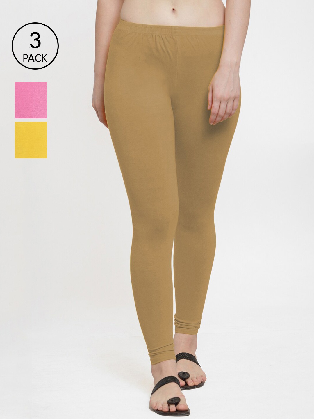 

GRACIT Women Pack Of 3 Leggings, Yellow