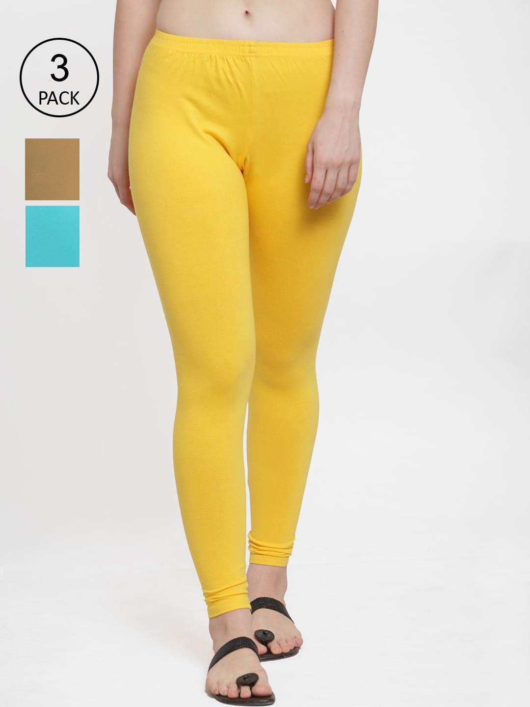 

GRACIT Women Pack Of 3 Leggings, Yellow