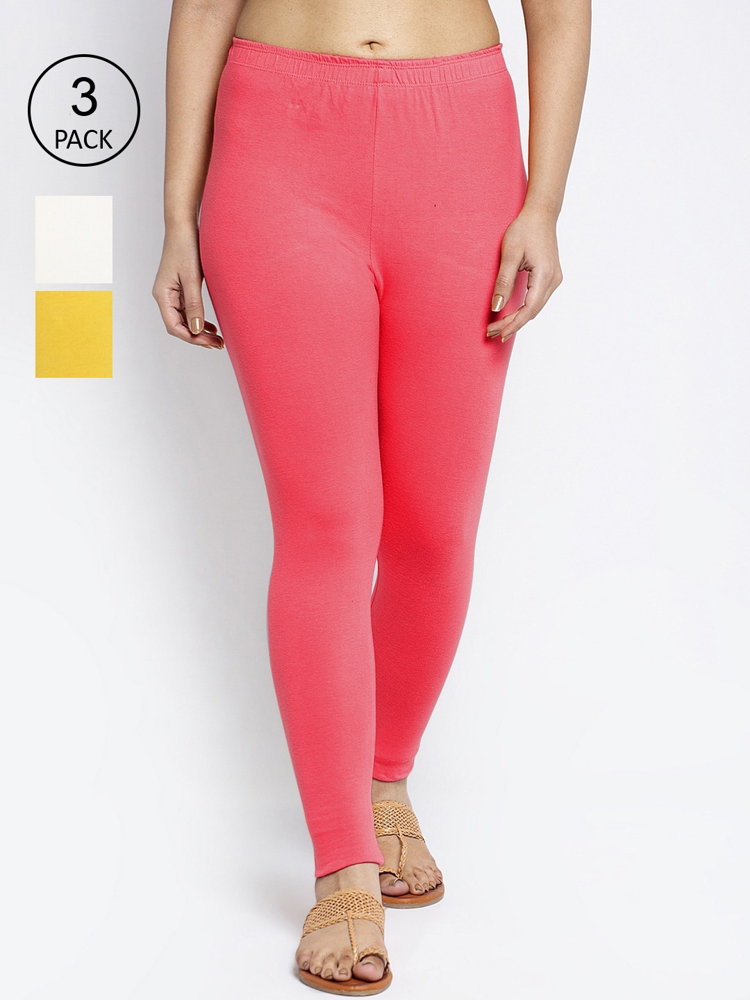 

GRACIT Women Pack Of 3 Leggings, Yellow