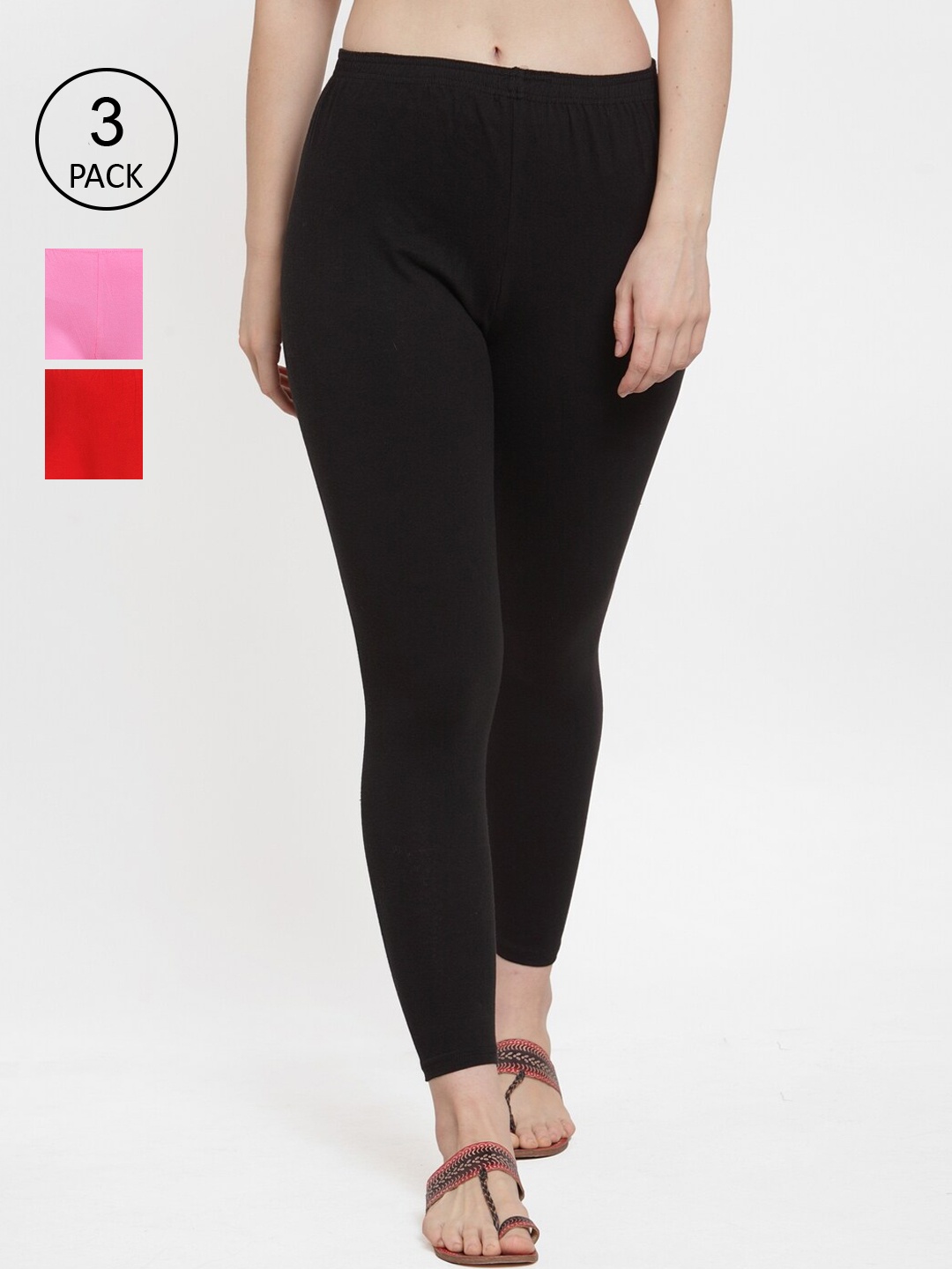 

GRACIT Women Pack Of 3 Leggings, Black