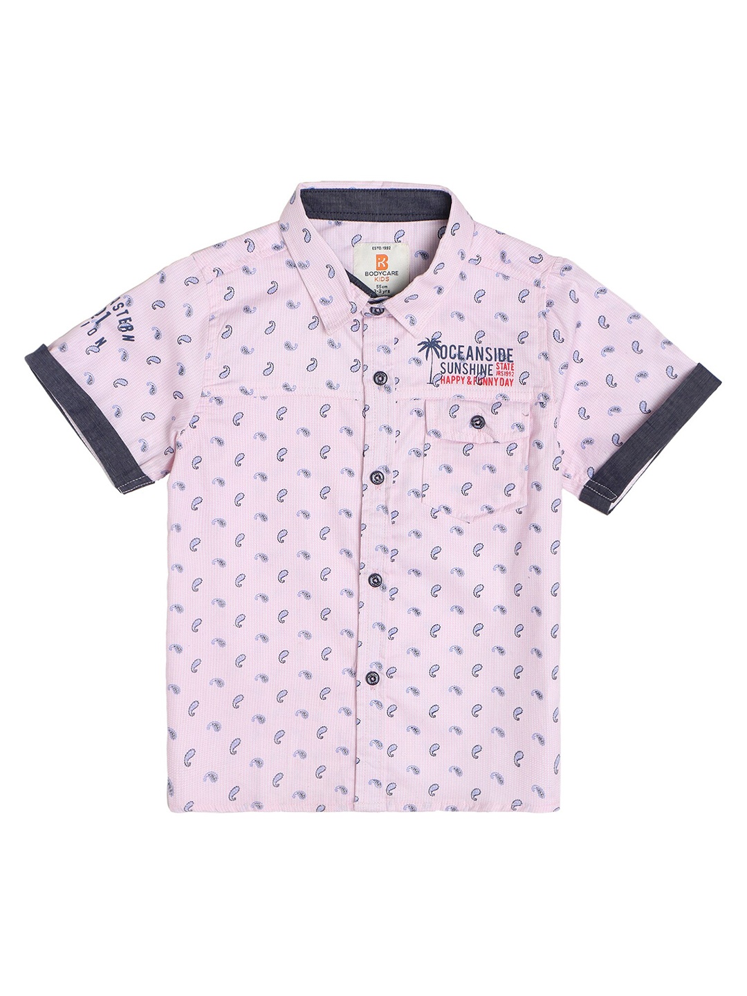 

Bodycare Kids Boys Pink & Navy Blue Printed Casual Shirt