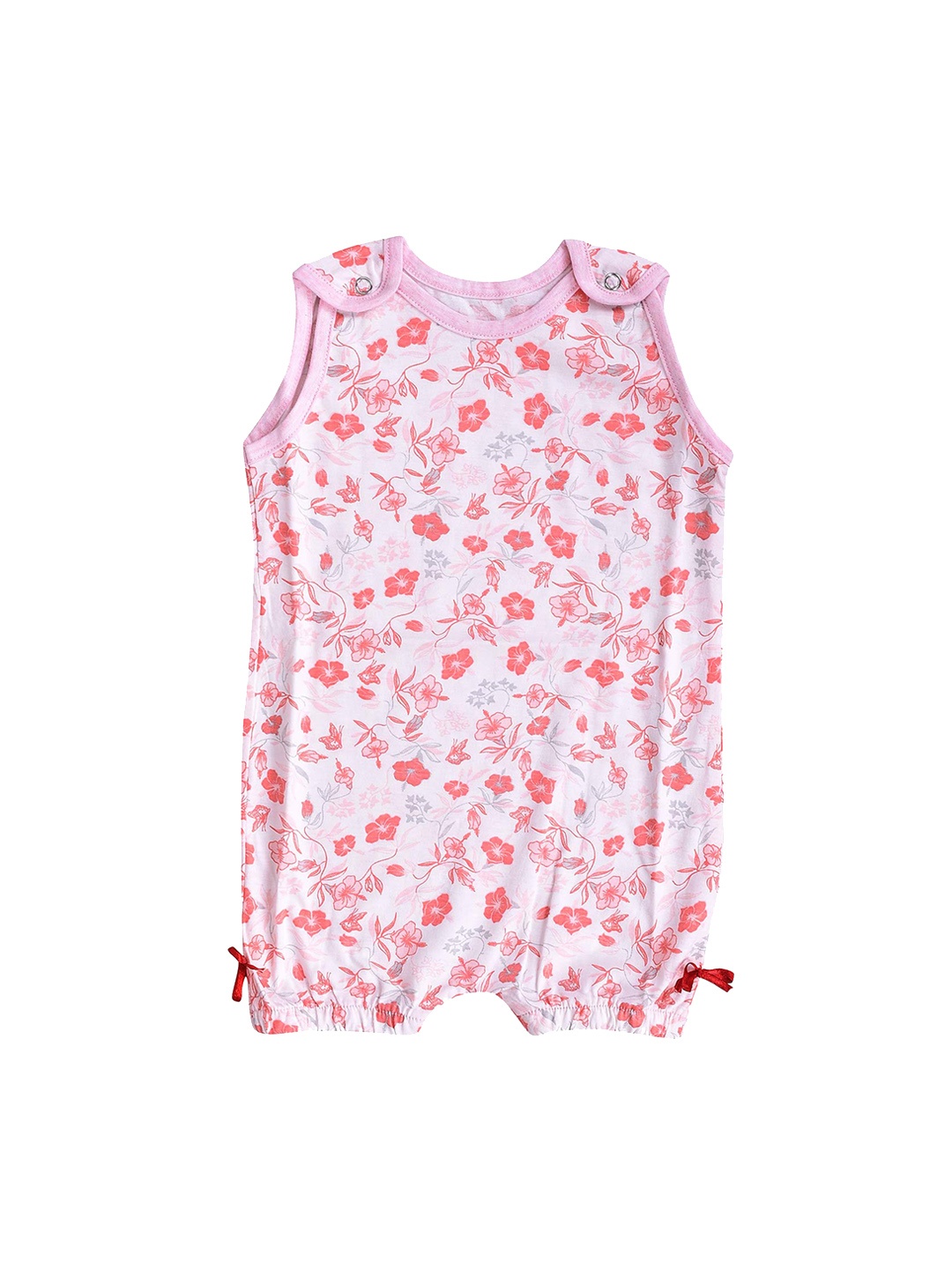 

Moms Home Infants Kids Pink & Grey Printed Organic Cotton Romper