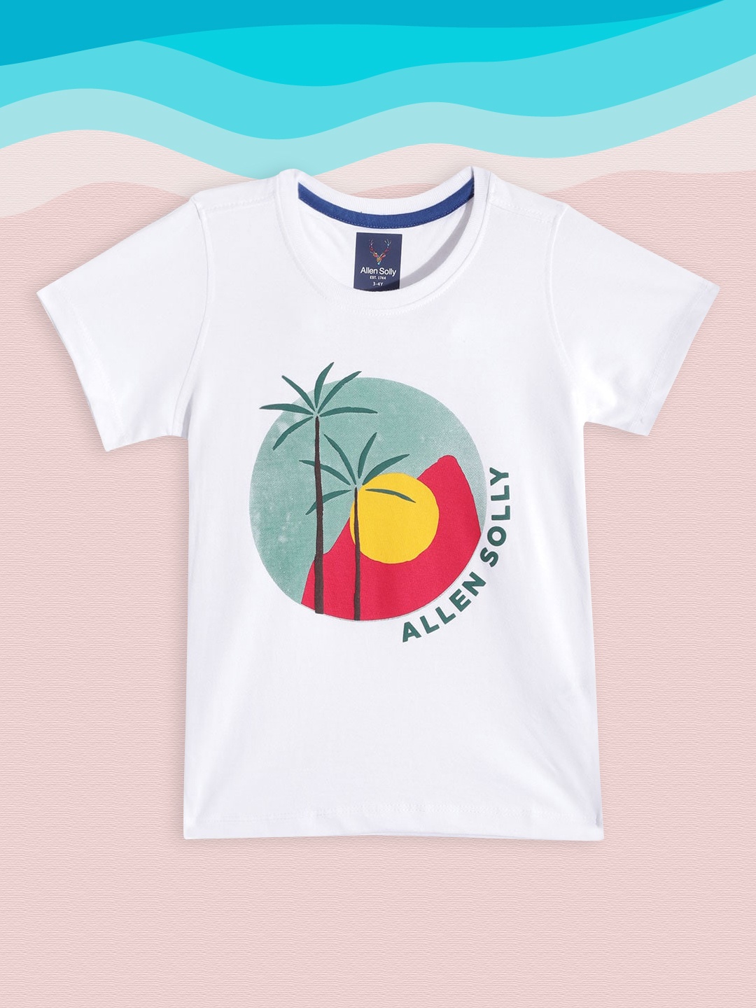 

Allen Solly Junior Boys White & Green Pure Cotton Graphic Printed T-shirt