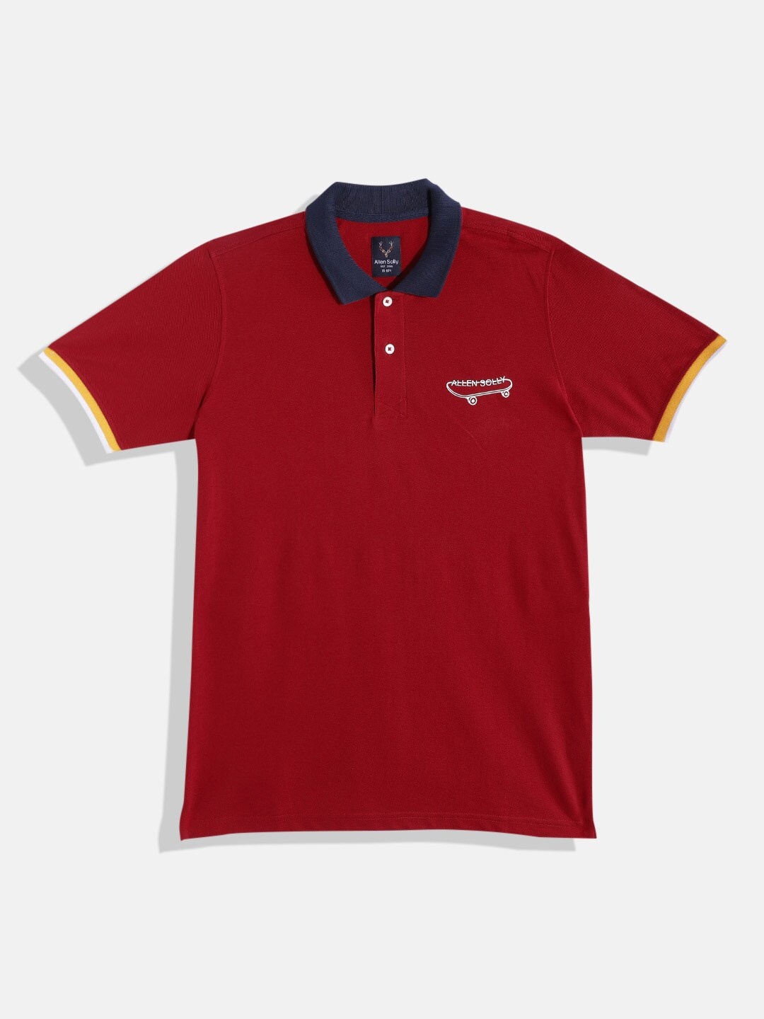 

Allen Solly Junior Boys Maroon Polo Collar Pure Cotton T-shirt